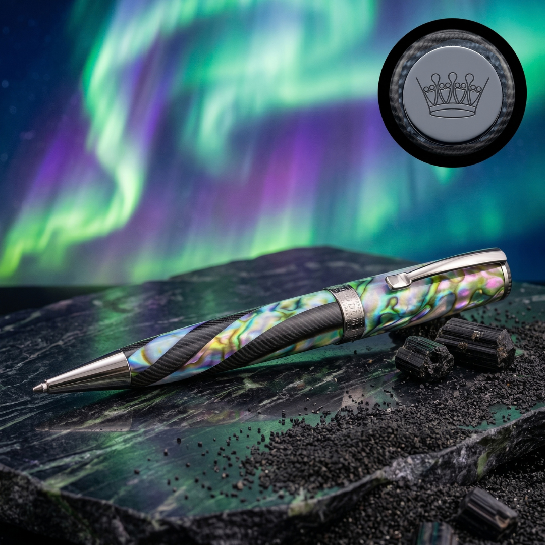 Penna Elements Aria con riflessi cangianti sotto un’aurora boreale